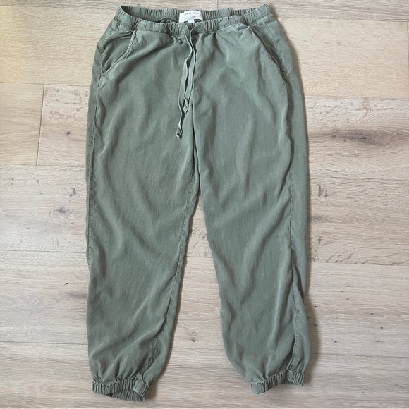 Cloth & Stone Anthropology Sage Green Drawstring Pants Sz M 100% Tencel *S3 - Picture 1 of 4